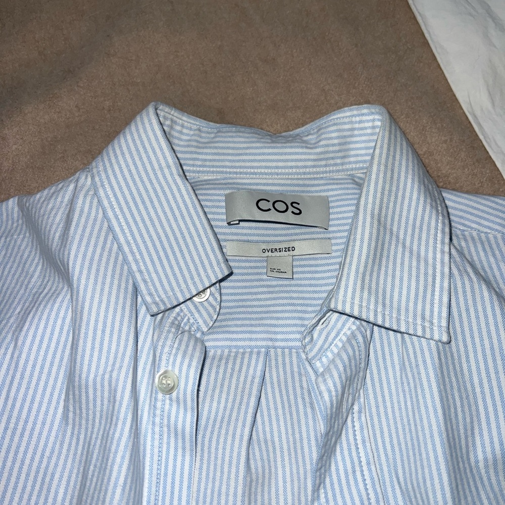 COS OVERSIZED Men's Blue Striped Shirt